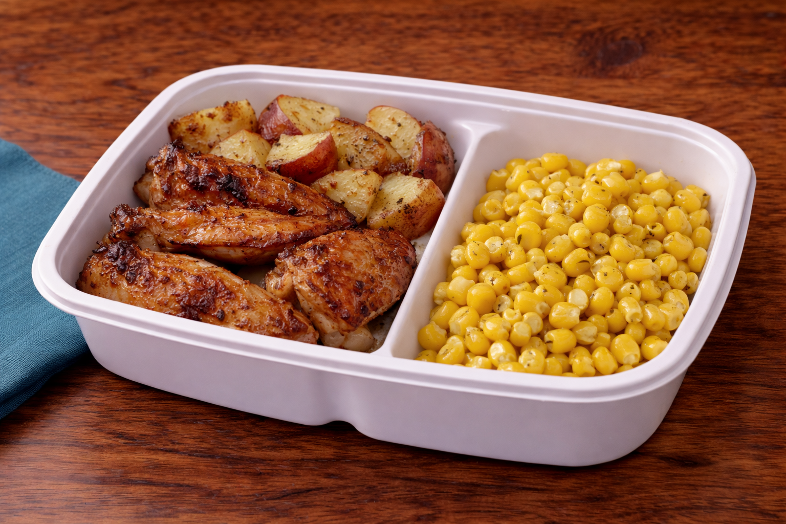 Garlic Roasted Chicken Wings with Mini Potatoes & Butter Corn