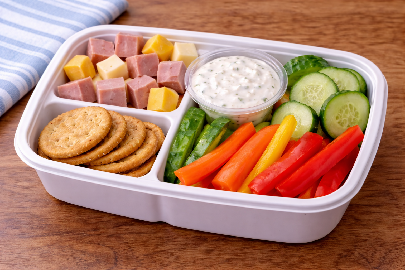 Ham and Cheese Snack Box with Fresh Veggies