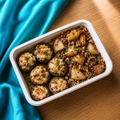 Cream Cheese Stuffed Mushrooms with Roasted Pear Quinoa Salad