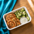 Salmon Cakes with Lemon- Dill Cucumber Salad