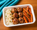 Honey Soy Chicken Meatballs with Sesame Rice