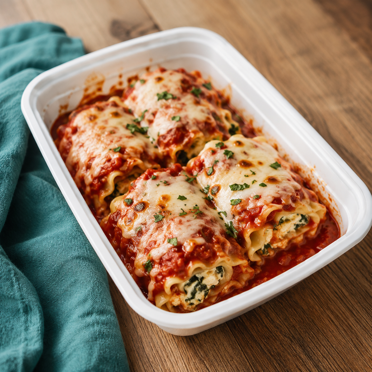 Ricotta and Spinach Lasagna Roll Ups
