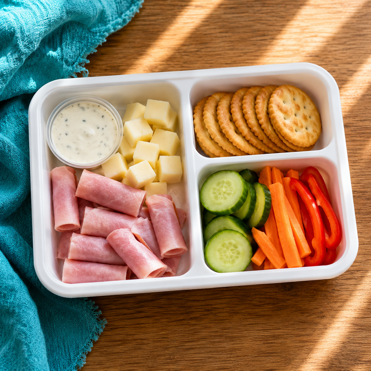 Ham and Cheese Snack Box with Fresh Veggies