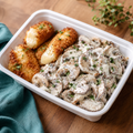 Crispy Mozzarella with Creamy Mushroom Salad