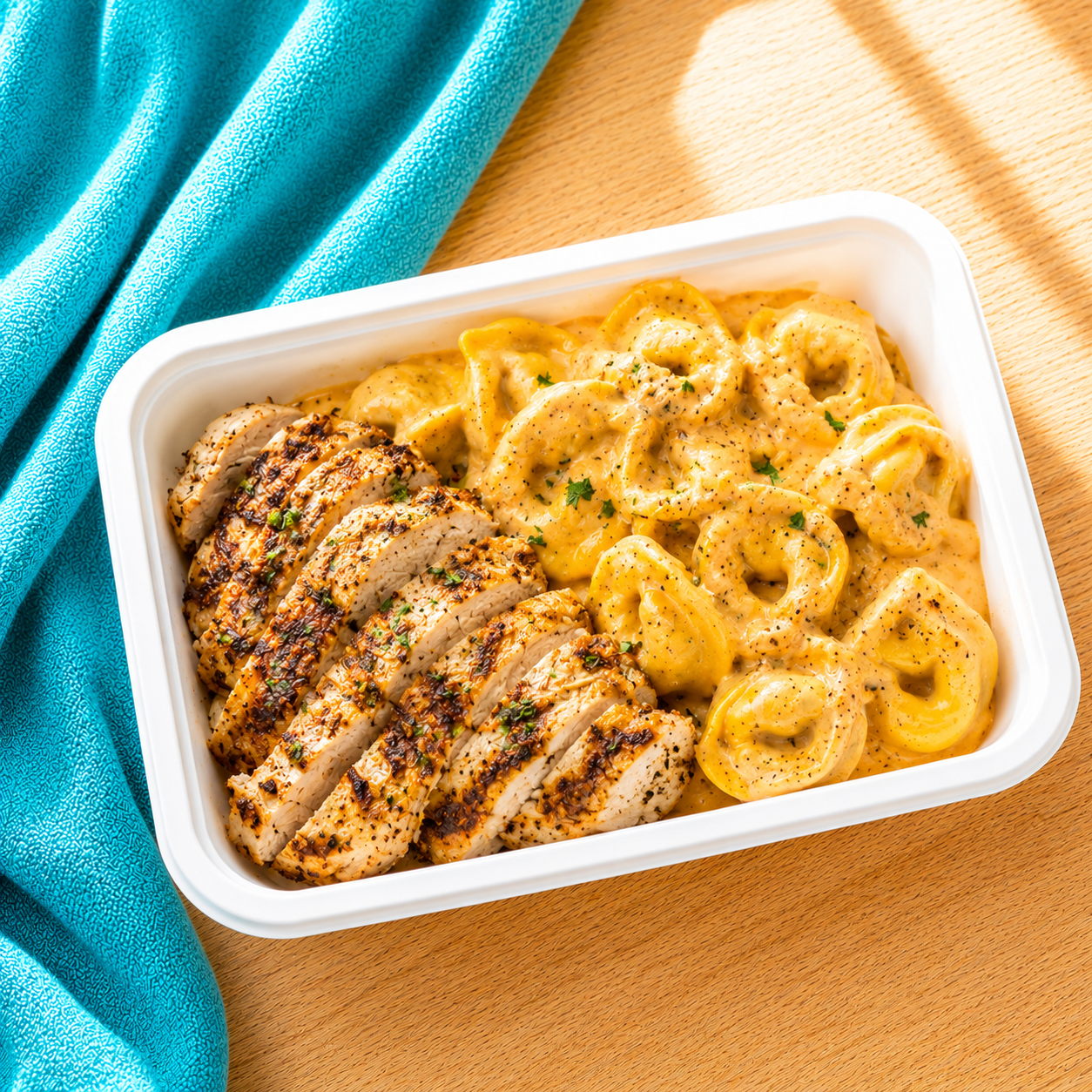 Creamy Garlic-Herb Chicken with Cheese Tortellini