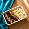 Pork Tenderloin with Blackberry Balsamic Reduction served with Mashed Potatoes